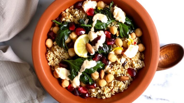 farro chickpea greens recovery bowl