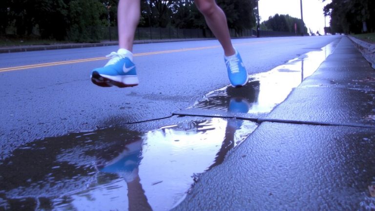 interval training on wet pavement