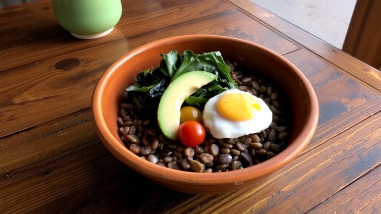 lentils and brown rice bowl