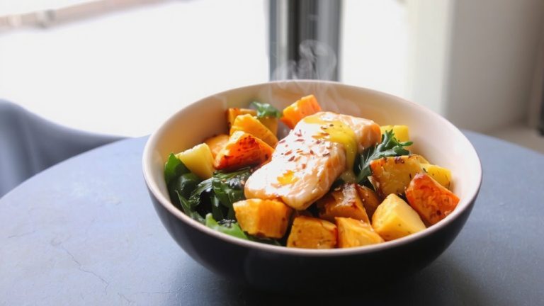 sweet potato salmon bowl