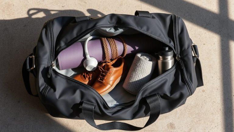 stylish gym bags organized